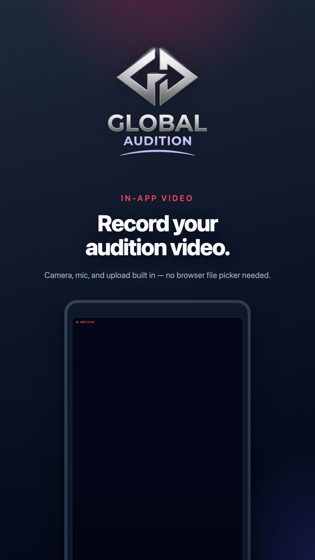 Record your audition video in the Global Audition Android app